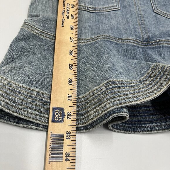 7 For All Mankind Denim Patch Pocket Mini Dress Size Small Belted Festival Party - Picture 14 of 15